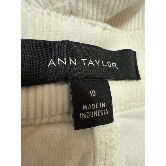 Ann Taylor Easy Straight White Corduroy High Waist Wide Leg Trousers Pants Sz 10 - Picture 4 of 5